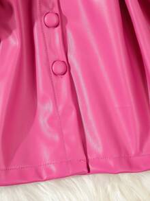 SHEIN Elladie kids Young Girls Casual Fashion Single-Breasted Leather Belt Jacket Kpopdress Kpopdoll