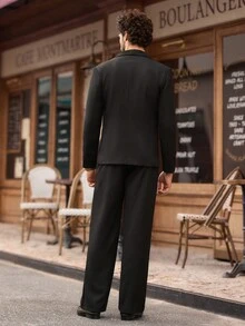 Manfinity VCAY Men's Solid Color Shawl Collar Long Sleeve Casual Suit Jacket And Pants Set - Multicolor - View 6