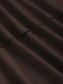 SHEIN PETITE Vestido vintage de manga larga, cuello alto y cintura fruncida en color rojo para mujer, otoño/invierno - Café - Ver 5