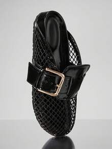 SHUZIA Mules femininas de malha, estilo mocassim – confortáveis, versáteis e um clássico essencial. - Preto - Ver 5