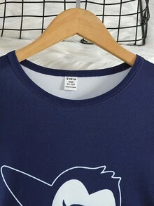 2pcs Men's Comfortable Long Sleeve Pajama Set - Navy Blue - View 3