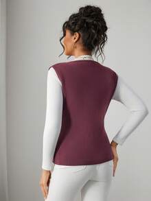 Momance 女士修身镂空金属贝壳装饰休闲圆领套头毛衣背心，适合孕妇穿着