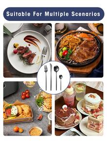 24pcs Stainless Steel Hotel Western Dining Cutlery Set With Knife, Fork, Spoon And Tea Spoon,Kitchen,Christmas Gift