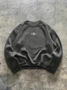 AXEPEAK Maglione casual girocollo a maniche lunghe da uomo con stampa geometrica e colore a contrasto, autunno/inverno