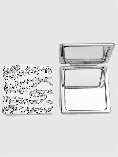 Kawaii مرآة مكياج مربعة مطبوعة بشكل القوس والقلب الوردي، مرآة يدوية محمولة للفتيات (توزيع النمط عشوائي)