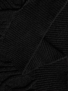 SHEIN Teen Girls Solid Color Cable Knit Cropped Sweater And Shorts Set, Autumn/Winter, Suitable For Ballet, Back To School, Campus Workout, Training, Competition, Casual Wear. Fashionable Stretchy Mesh Long Sleeve Design, Comfortable & Elastic Dance Wear - Black - View 6