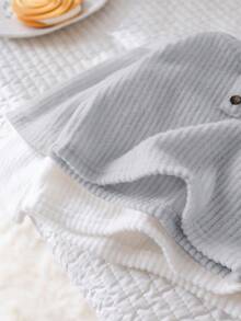 SHEIN 2pcs Newborn Baby Boy/Girl Grey & White Autumn/Winter 2 Pieces Set, Vintage Casual Basic Decorative Button Crew Neck Long Sleeve Textured Knit Ribbed Pullover, Versatile & Stylish For Home & Outings