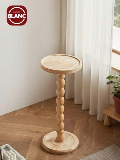 24D X 24W X 60H 厘米现代圆形木质边桌、茶几、咖啡桌、床头柜、客厅、沙发、卧室、装饰、家具多功能底座