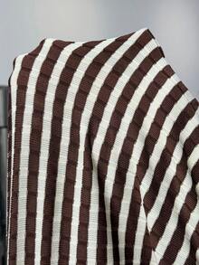 SHEIN EZwear 大码女式条纹阔腿宽松休闲裤 - 彩色 - 查看 7