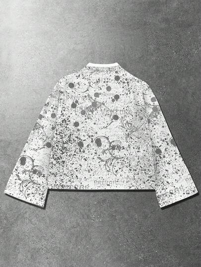 Street Life Camiseta de corte holgado con estampado digital de cruz y alas para hombre