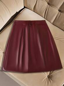 Franclia Women's Casual Fashion Street Chic PU Leather Flap Pocket Cargo Mini Skirt, Autumn