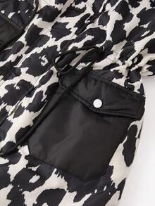 Solivie 女士秋冬加厚领羽绒服，加厚马甲仿皮草外套，女士冬季外套，奶牛纹女式冬季长款黑色保暖加厚棉质外套，动物纹豹纹外套，带内衬的女士秋季外套 - 彩色 - 查看 9