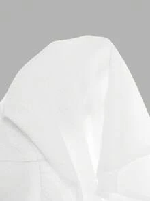 SHEIN Girlism Tween Girls Solid Frill Trim Ruched Bust Ruffle Hem White Cap Sleeves Double Hem Skort Romper Mini Dress White Dress Puffy Sleeve Dress