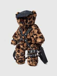 ROMWE Grunge Punk 朋克风时尚熊豹纹铆钉背包 - 黃色 - 查看 2