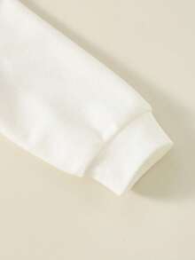 SHEIN Unisex Baby Boy/Girl Fall/Winter Clothes Outfit Set, Jumpsuits, Casual Solid White Collar Front Open Long Sleeve Jumpsuit, Comfortable Versatile Minimalist Style Basic, Suitable For Autumn/Winter, Festivals, New Year, Weddings, Baby Shower, White Corset, Winter Clothes