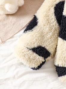 2pcs/Set Baby Girls Heart Pattern Knitted Fluffy Sweater And Fleece Bell-Bottom Pants,Black Autumn Cute Family Matching Winter Outfits For Daily Wear - Multicolor - View 4