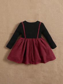 Emery Rose Kids Emery Rose Kids 可爱少女二合一大蝴蝶结前装饰连衣裙，舒适甜美，非常适合夏季和秋季的休闲日常穿着和上学穿着，学院风，母女装，上学日常穿着。 - 酒紅色 - 查看 8