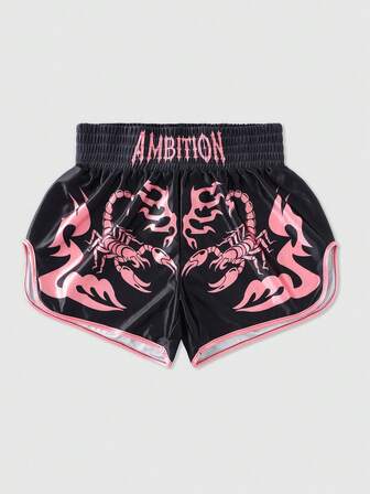 Street Life شورتات رياضية للنساء ذات خصر مطاطي، تصميم كاجوال بألوان متباينة وطبعة العقرب