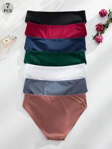 7pcs/Pack Women's Seamless Lace Trim Bikini Panties, Elegant & Comfortable Underwear - Multicolor - View 3