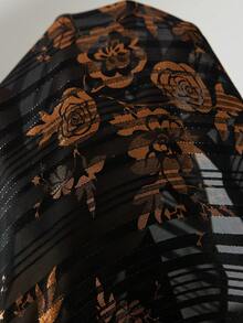 Zelara 大码女装时尚印花荷叶边V领衬衫黑色上衣黑色衬衫时尚女式衬衫优雅女士新年感恩节女士感恩节衬衫圣诞节圣诞派对冬季女士时尚系列 - 黑色 - 查看 9