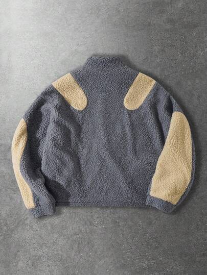 Men's Casual Colorblock Plush Jacket, Autumn/Winter