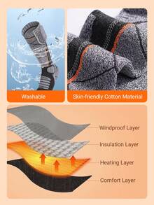 Teckwe 男女通用加热袜，电热袜，可水洗，冬季户外运动保暖袜，适合徒步、滑雪、骑行、狩猎等。 - 灰色1雙 - 查看 5