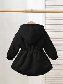 Baby Girl Autumn/Winter Cute Black Corduroy Hooded Thermal Lined Jacket Baby Girl Winter Coats Baby Girl Fall Clothes Jackets Baby Girl Black Jacket Winter Baby Girl Clothes Toddler Girl Winter Coat