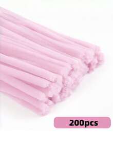 100/200/300/500根装 柔软粉色毛根清洁条 工艺用品，多色雪尼尔绒条，加密雪尼尔绒条，柔软扭扭棒，毛根清洁条，适用于艺术和手工项目创意DIY装饰 - 淺粉色 - 查看 12