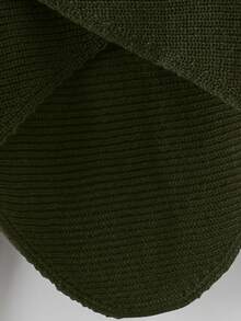 GlowEve 女士纯色不对称下摆毛衣和针织裤休闲两件套，秋冬款 - 軍綠色 - 查看 6