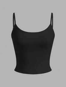 SHEIN EZwear 4pcs Women's Black, Khaki, Brown, White Cropped Tight Fit Casual Cami Tops Beach