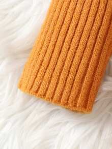 Girls Knitted Slim Fit Sweater Dress, Orange, Autumn, Casual, School, Back-To-School, Long Sleeve Ribbed Knit Dresses For Tween Girl Party & Outing Fall Clothes - Orange - View 5