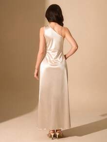 Girls' Champagne Long Formal Dress, Fitted Pleated Evening Gown, High-End Children's Clothing - Champagne - View 2