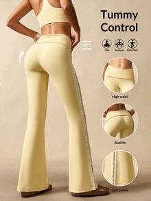 VARSIVA 女式侧蕾丝边喇叭下摆开叉运动裤 - 彩色 - 查看 1