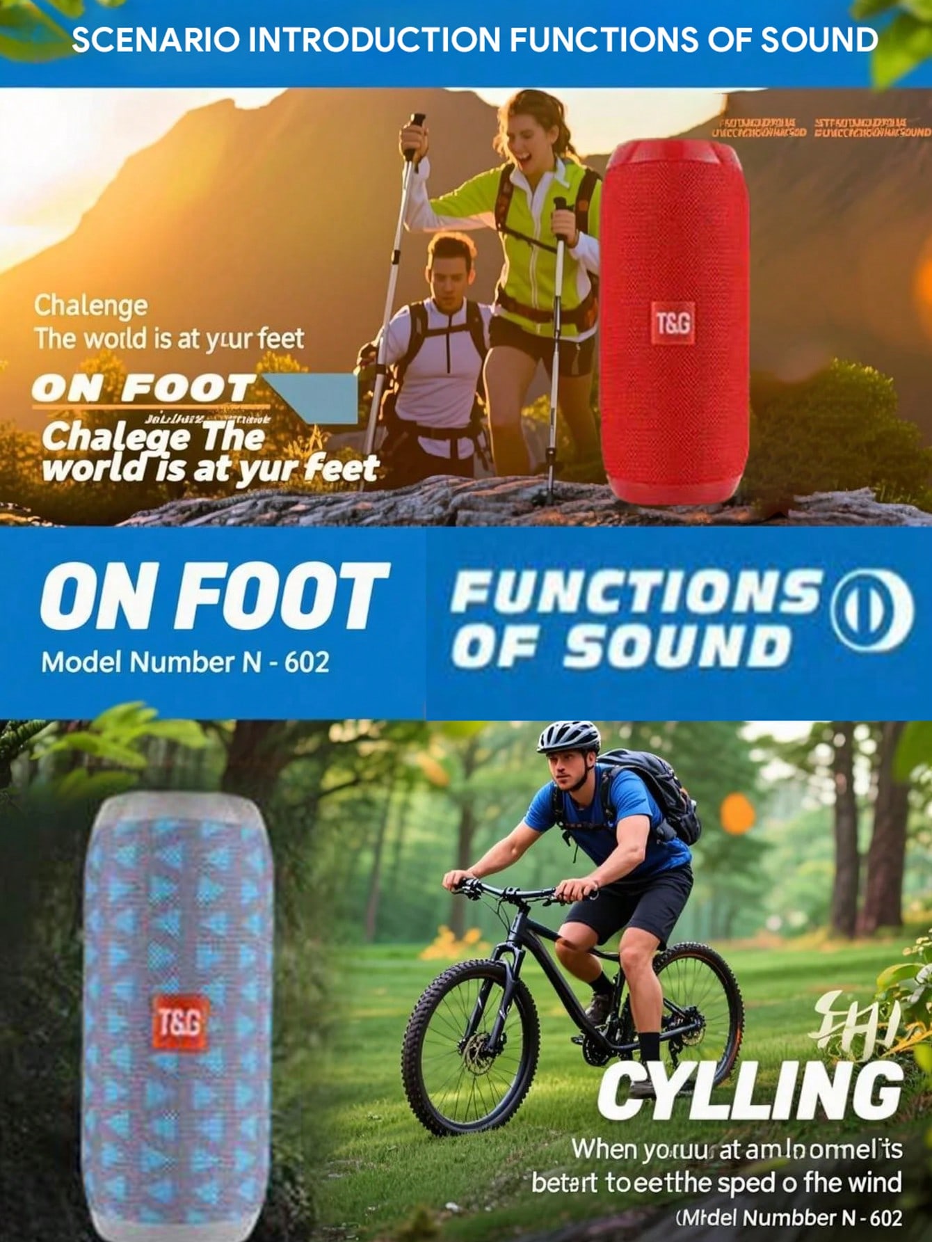 مكبر صوت لاسلكي محمول بلوتوث، مقاوم للماء، بمضخم ب...