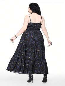 ROMWE Goth 大码 Moon & Plant 复古全印花吊带连衣裙 - 彩色 - 查看 3