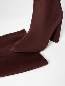 SHUZIA New Women's Chocolate Brown Faux Suede Point Toe Sexy Over The Knee Slouchy Chunky Heel Wide Calf Dance Holiday Party Fall Winter Boots - Chocolate Brown - View 7