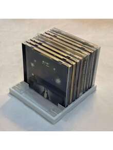 Retro Style 3D Printed CD/DVD Storage Rack - Holds 12 Discs, Fashionable Black Plastic Storage Box For Desktops, Suitable For Music And Game Disc Collection, Music CD Rack | CD Display Rack, CD Album Storage, CD Storage Box, Shelf Divider, CD Disc Organizer