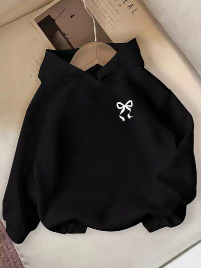 Tonårsflicka Fjärilsdekor Avslappnad Bekväma Termofodrade Sweatshirttoppar, Vinterstilar, Varm Huvtröja Lämplig För Skolan, Utflykter, Vardagskläder, Modern Sweatshirt