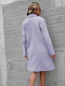 EMERY ROSE Abrigo de lana de doble botonadura de unicolor para mujer, de otoño/invierno