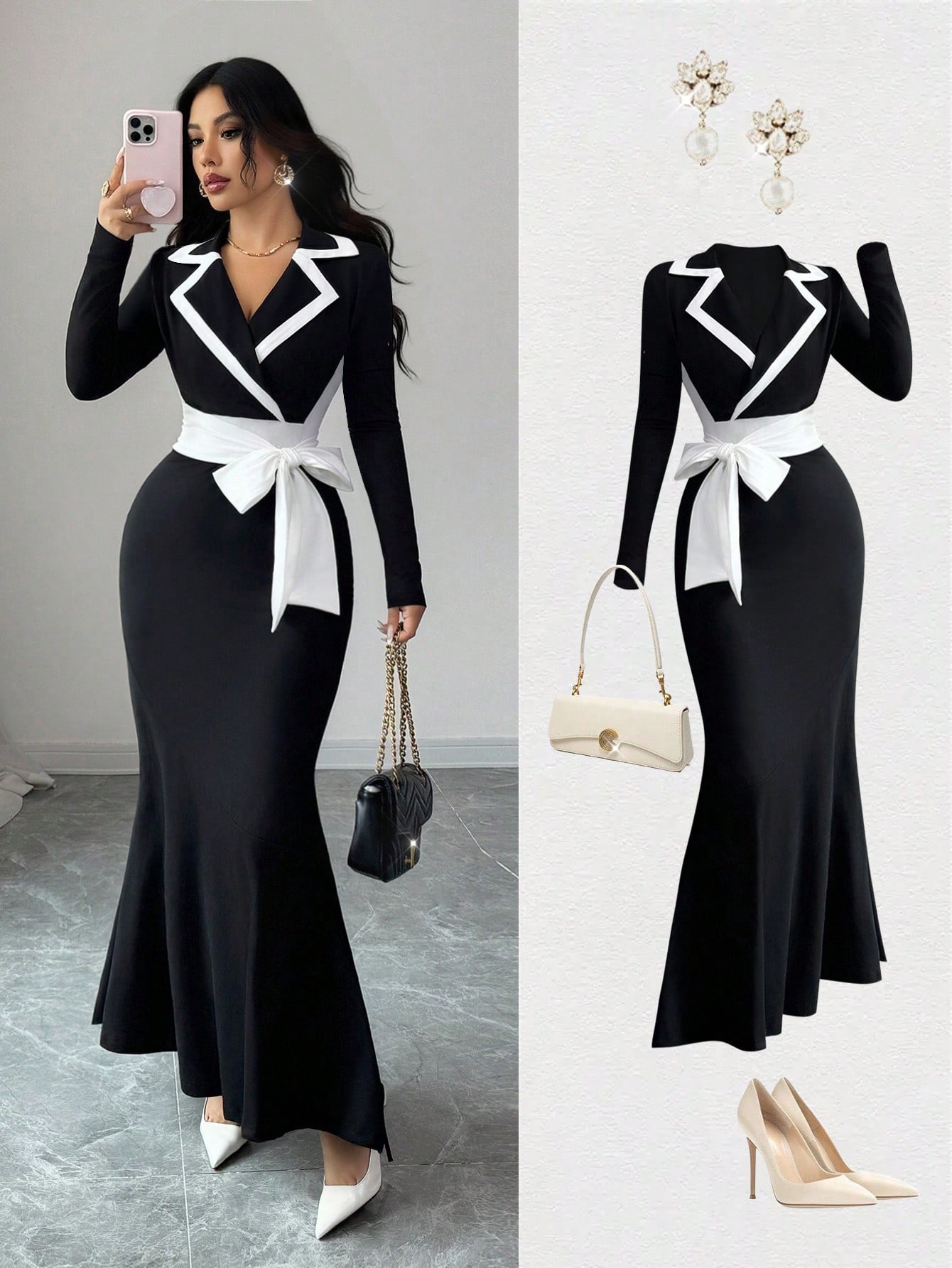 Elenzga فستان كاجوال أنيق للنساء للكريسماس وعيد ال...