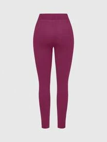ROMWE Gothic Punk Style Women's Skinny Leggings With Straps And Rivets - Purple - View 2
