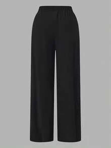 Conjunto de 3 piezas de pantalones casuales rectos y sueltos de cintura elástica con cordón para mujer de talla grande - Multicolor - Ver 4