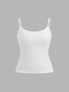 SHEIN Girlism 少女三件套休闲修身吊带背心，适合夏季穿着，复古可爱，甜美少女风，夏季外出必备，居家休闲，返校季，秋季女童服装，百搭白色上衣三件装，修身背心，白色吊带背心 - 白色 - 查看 7