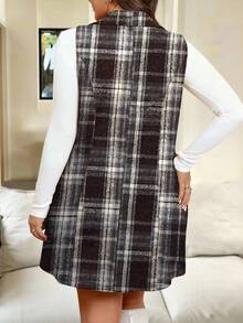 Vionelle Set di gilet e gonna a quadri senza maniche per taglie forti - Multicolore - Visualizzare 2