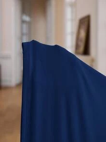 Modelyn 大码纯色裹身长袖荷叶边下摆收腰连衣裙 - 寶藍色 - 查看 8