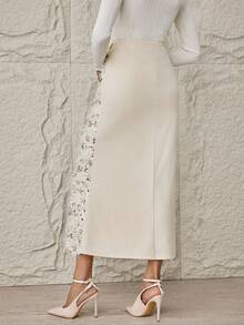 Modelyn Women's Solid Color Sequin Fluffy Skirt, Fashionable For Party Occasions - Apricot - View 5
