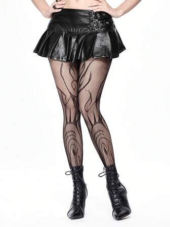 Fairycore 1 Paar sexy, schwarze Retro-Spitzen-Strumpfhose, ultra-dünne elastische Strumpfhose.