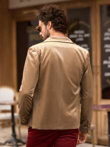 Manfinity VCAY Men's Gentleman Commuter Business Single-Breasted Suit Jacket, Autumn - Khaki - View 2