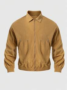 ROMWE MEN Street Life Giacca casual da uomo in velluto a coste, colore caffè, per l'autunno/inverno