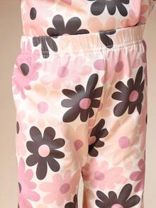 SUMWON 女童复古碎花连帽衫和打底裤套装 长袖套头卫衣搭配长裤度假装 - 彩色 - 查看 6